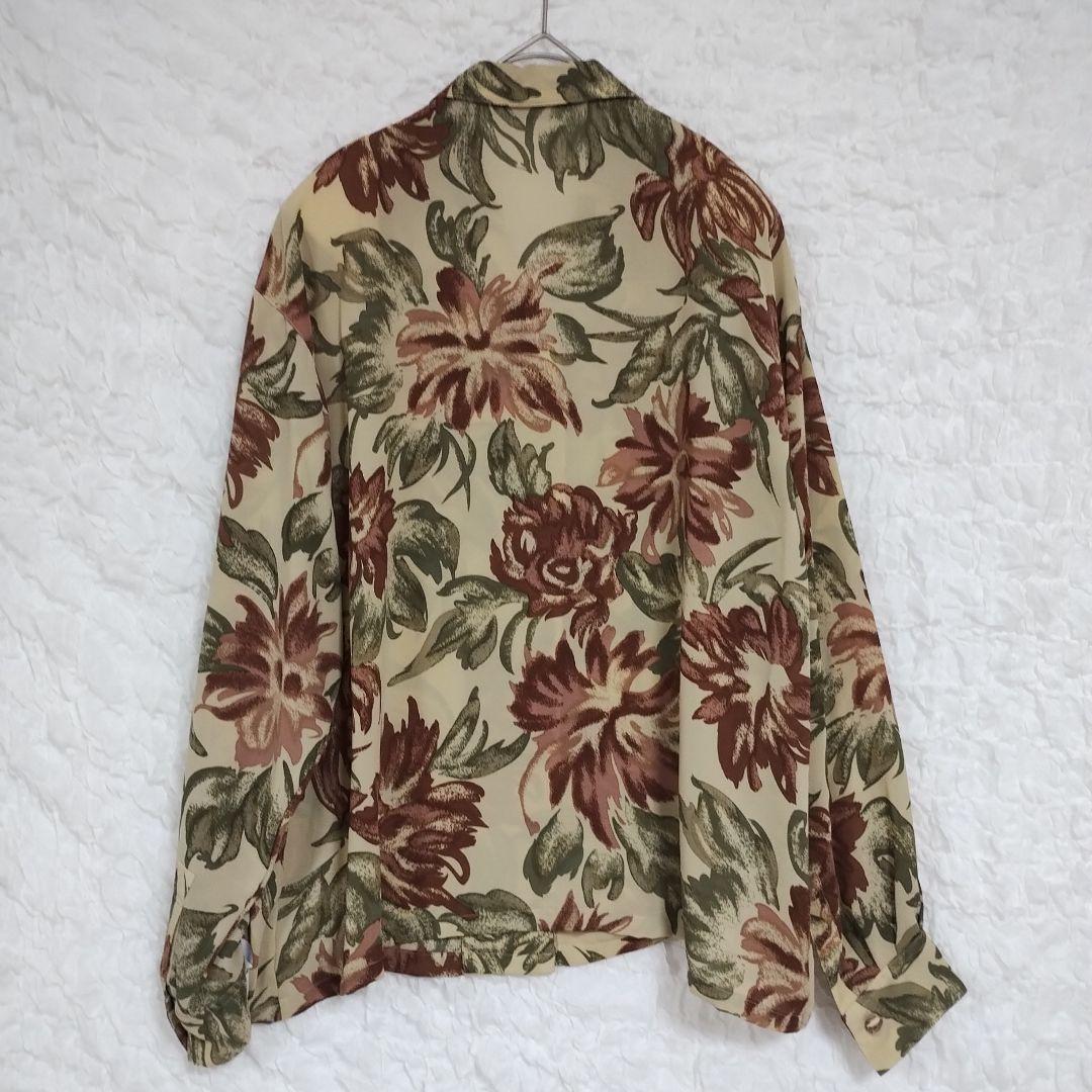 【ケティ ketty】花柄 長袖シャツ ベージュブラウス M 軽やかカジュアル 6