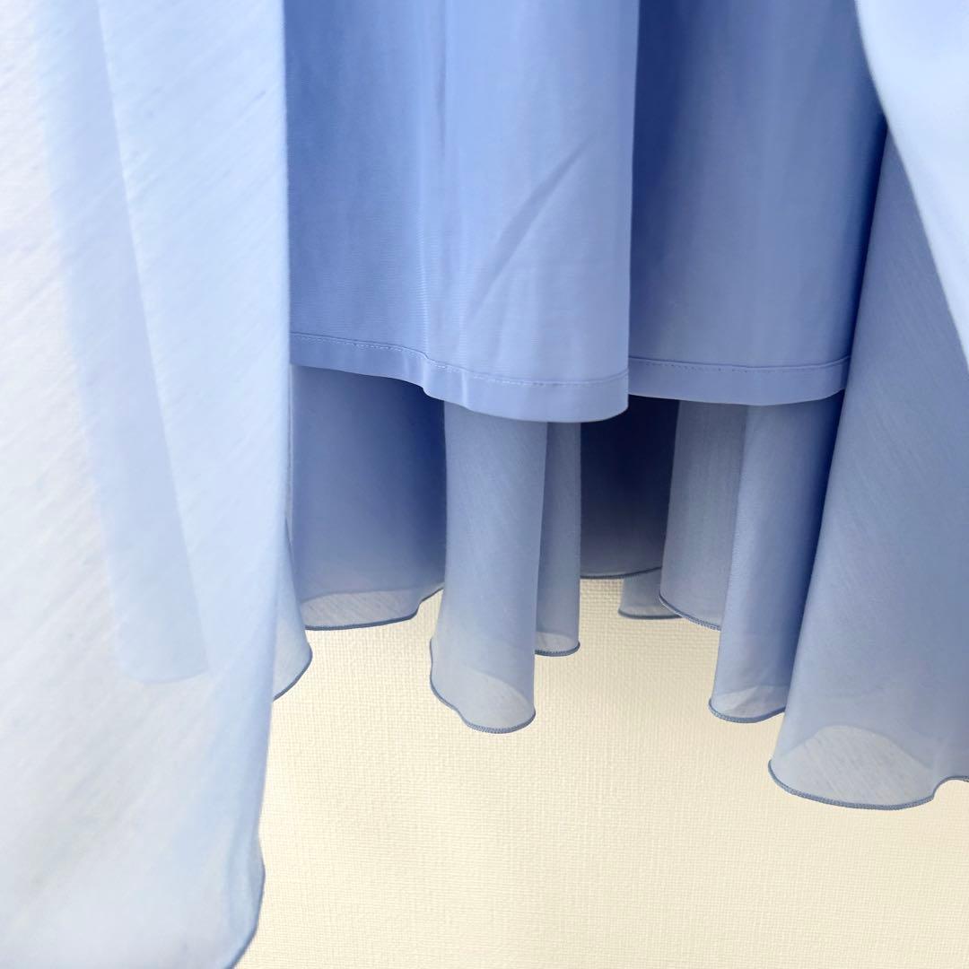 ANAYI アナイ　シアーリブプリーツドッキングワンピース　ブルー　38 4