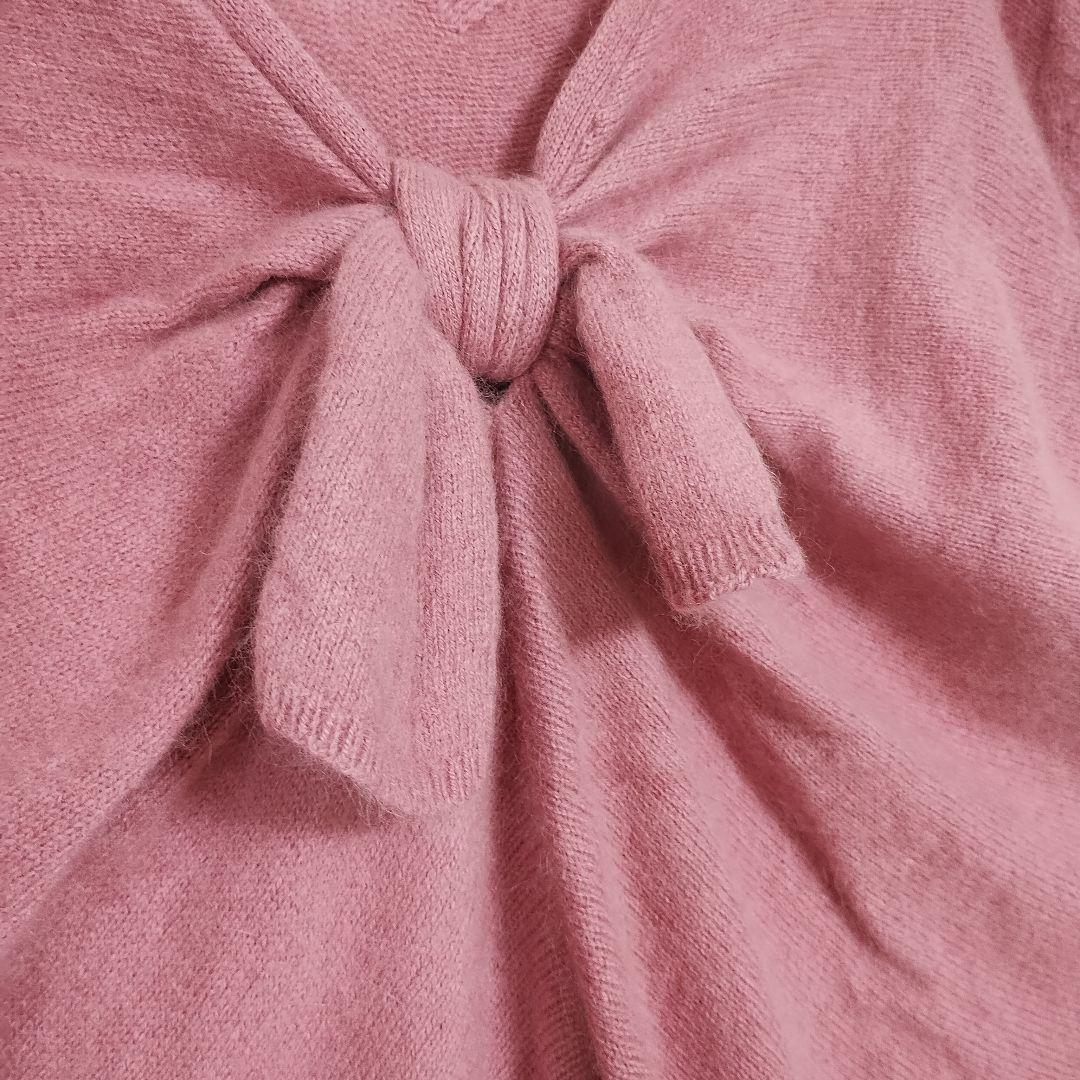 ウィルセレクション バックリボン Vネック ニット 濃いピンク M 柔らか 4