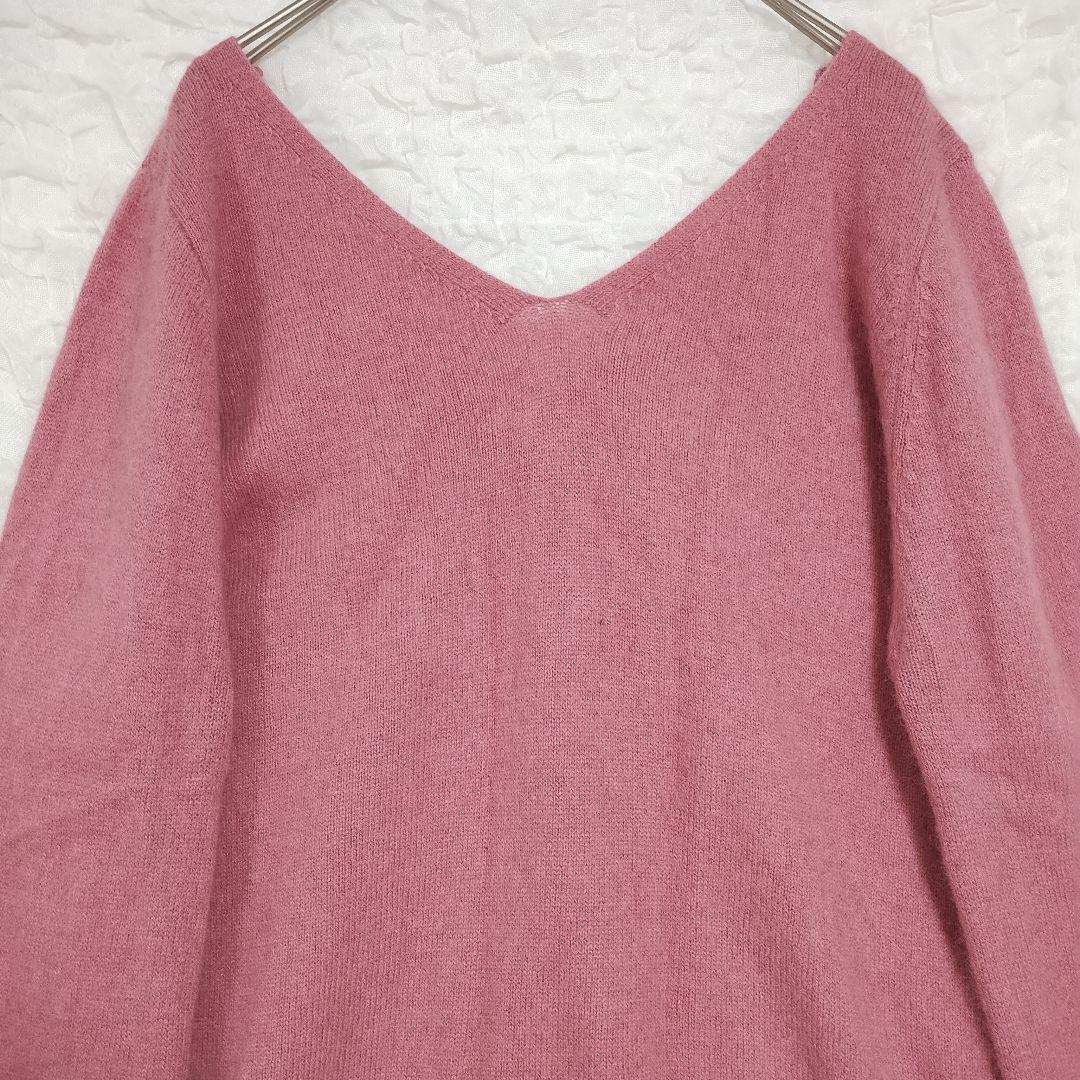 ウィルセレクション バックリボン Vネック ニット 濃いピンク M 柔らか 7