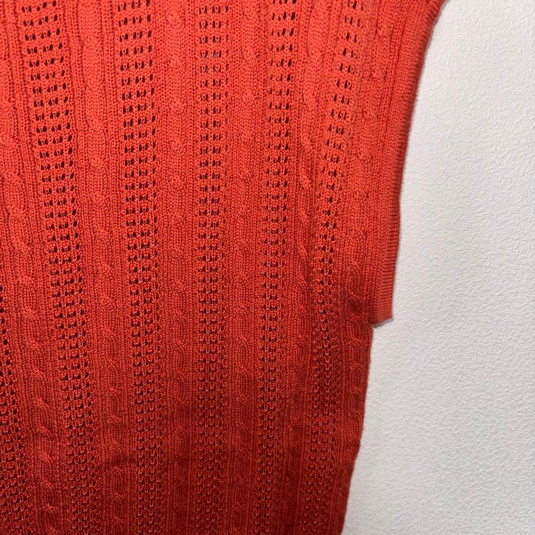 May Pretty ノースリーブニットM レッドオレンジ金ボタンベストd682 8