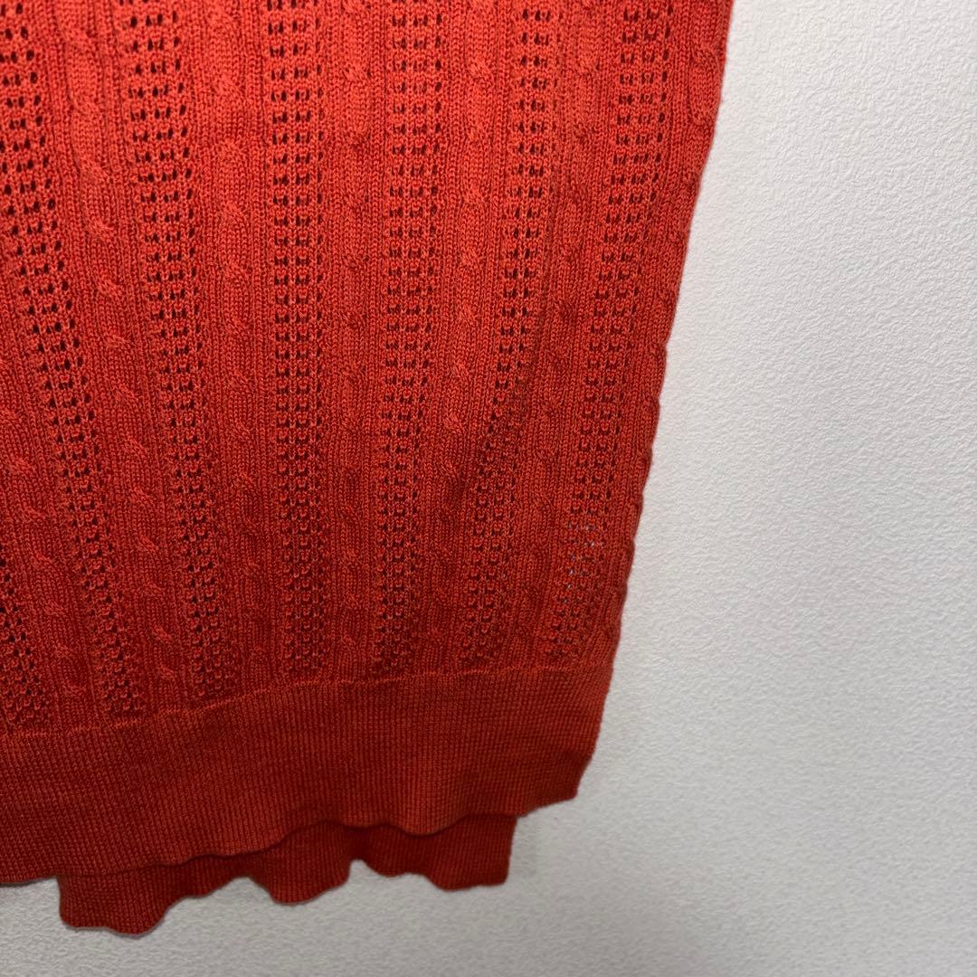 May Pretty ノースリーブニットM レッドオレンジ金ボタンベストd682 9