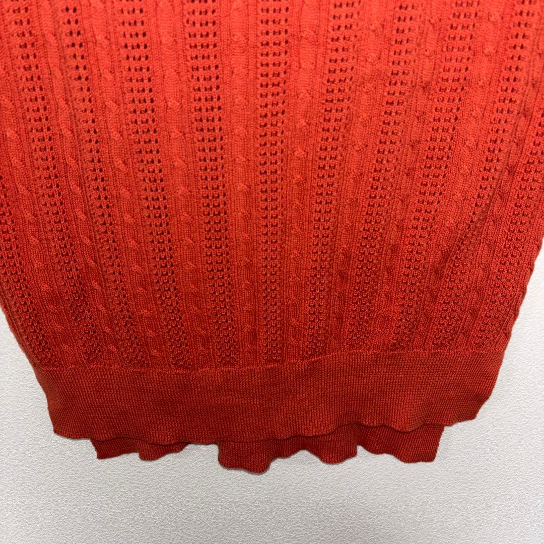 May Pretty ノースリーブニットM レッドオレンジ金ボタンベストd682 10