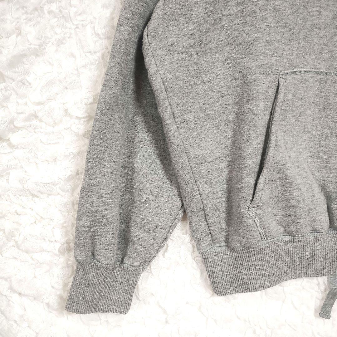 PAPAS グレー フード付きパーカー ポケット プリント カジュアル 2