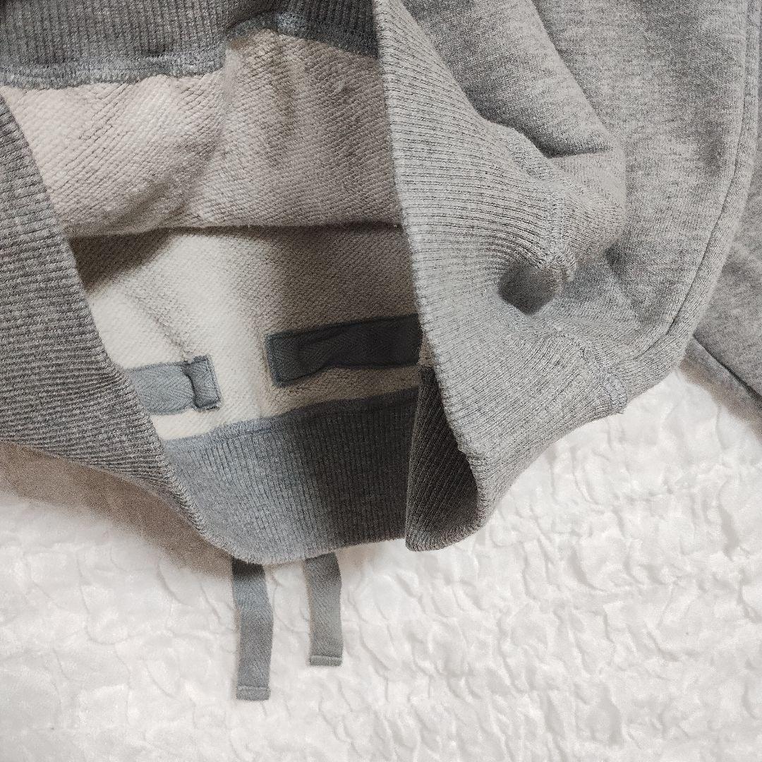 PAPAS グレー フード付きパーカー ポケット プリント カジュアル 4