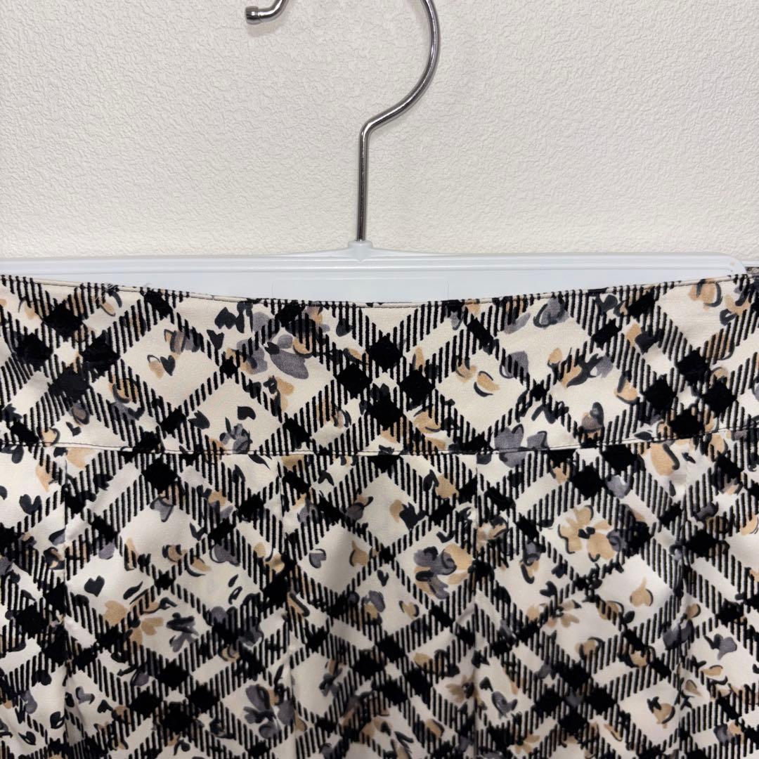 Aylesbury チェック花柄フレアスカート S膝丈 d758 3