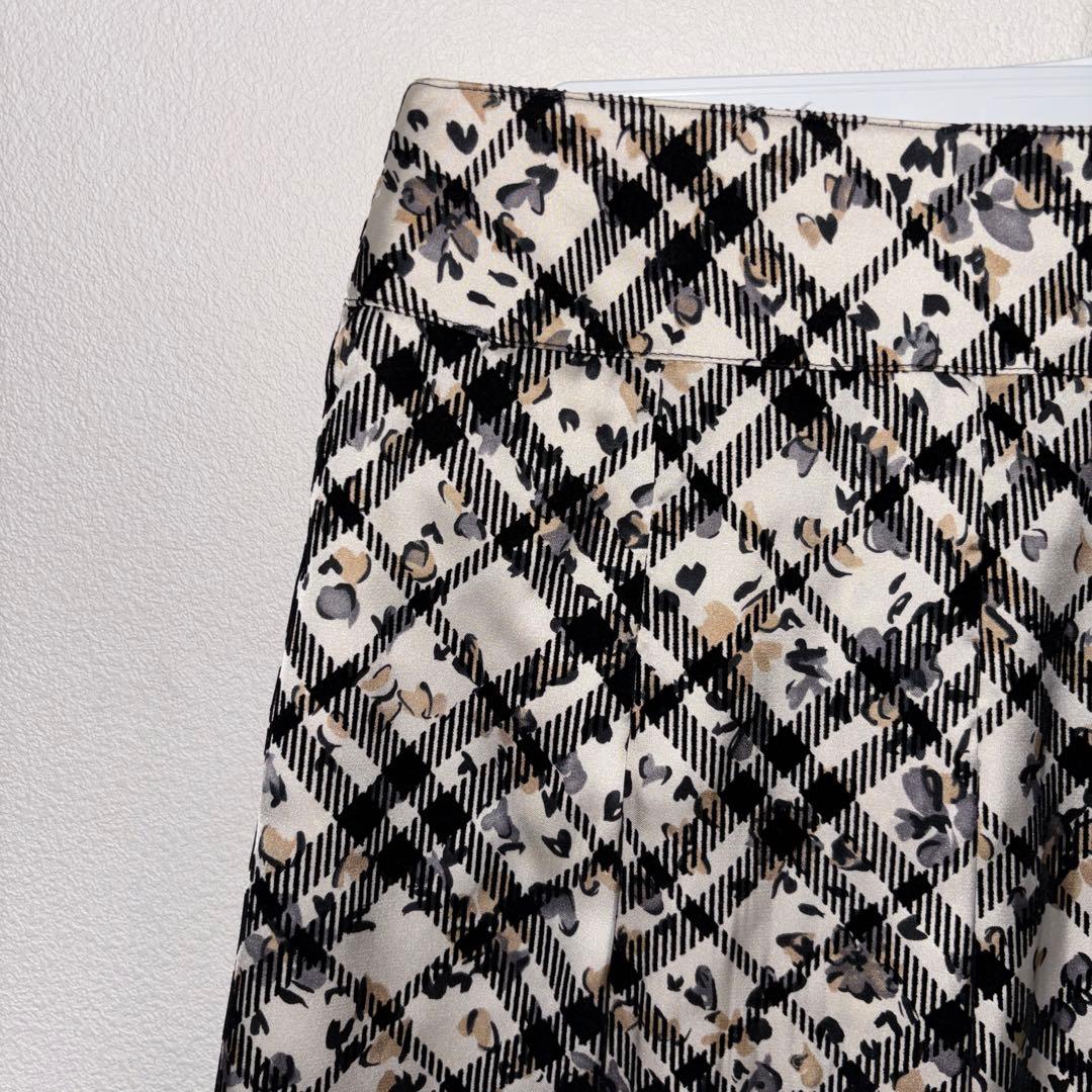 Aylesbury チェック花柄フレアスカート S膝丈 d758 4