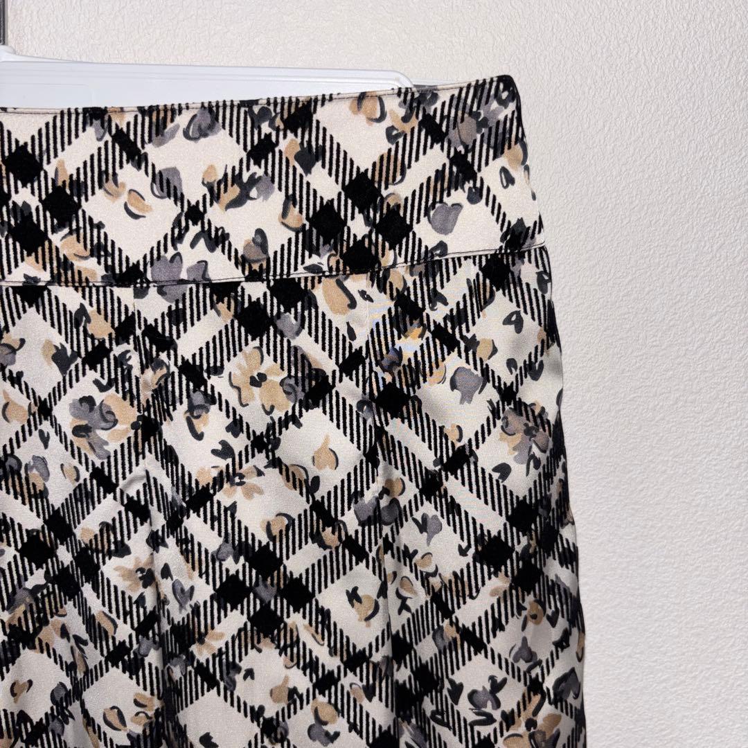 Aylesbury チェック花柄フレアスカート S膝丈 d758 7