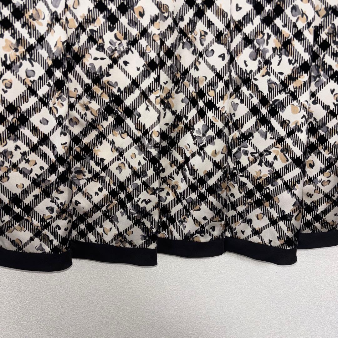 Aylesbury チェック花柄フレアスカート S膝丈 d758 10