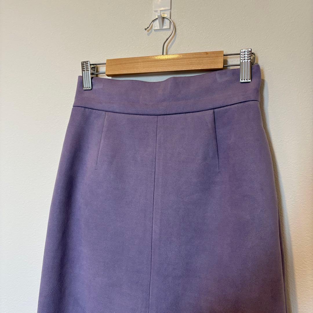 ビス タイトスカート ロング　ミモレ丈 スリット 紫 パープル S 個性 2