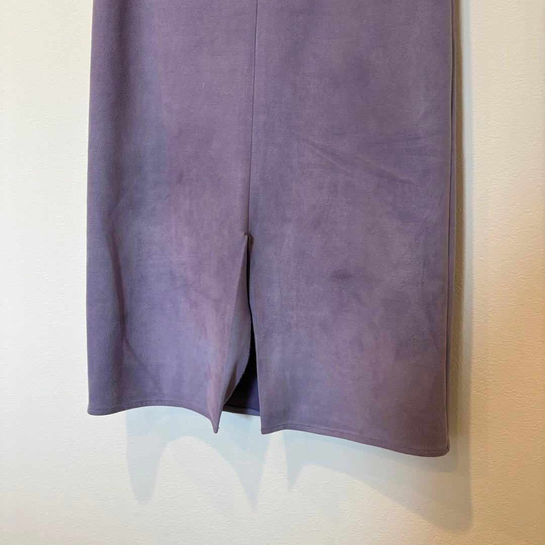 ビス タイトスカート ロング　ミモレ丈 スリット 紫 パープル S 個性 3