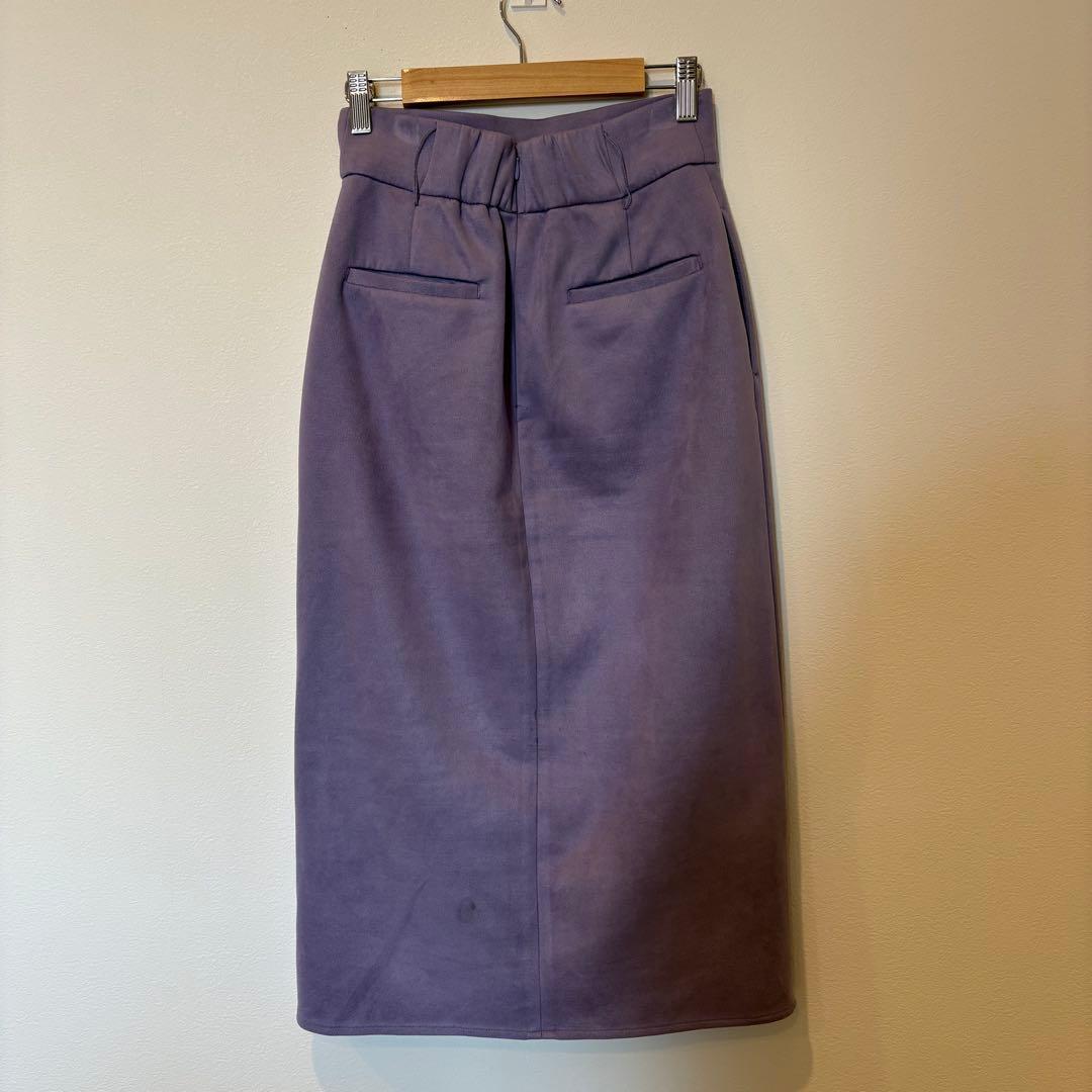 ビス タイトスカート ロング　ミモレ丈 スリット 紫 パープル S 個性 4