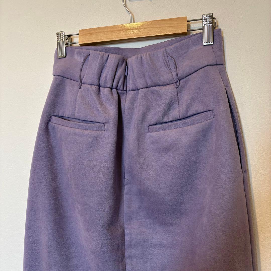 ビス タイトスカート ロング　ミモレ丈 スリット 紫 パープル S 個性 5