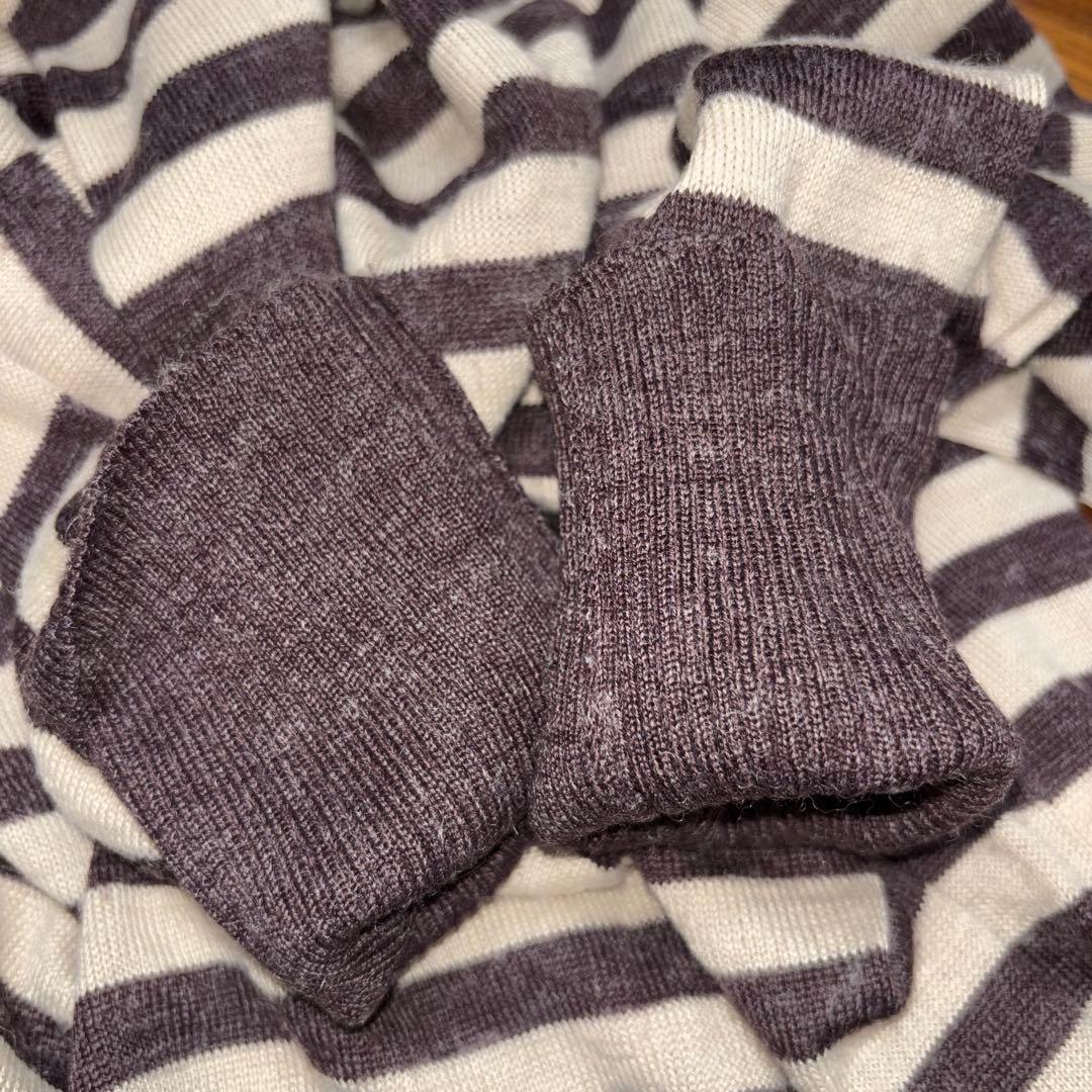 St.Peter ストライプ タートルネック ブラウンセーター Lニットd749 12