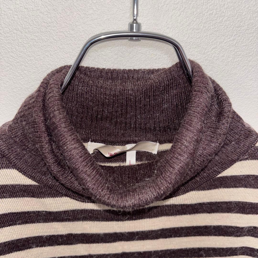 St.Peter ストライプ タートルネック ブラウンセーター Lニットd749 3