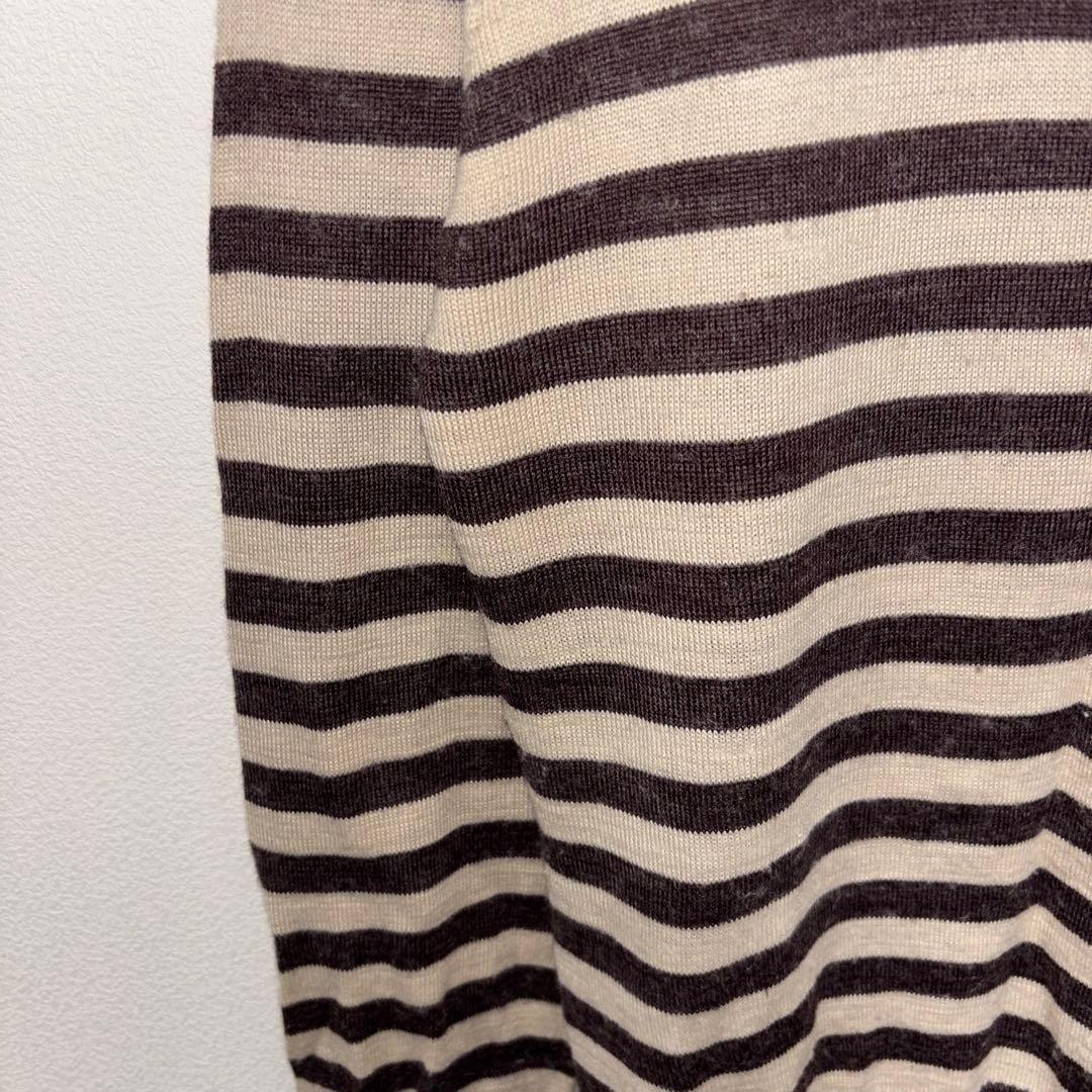St.Peter ストライプ タートルネック ブラウンセーター Lニットd749 5
