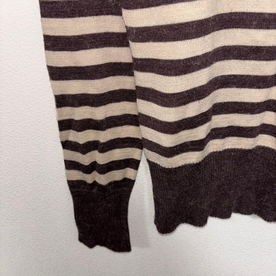 St.Peter ストライプ タートルネック ブラウンセーター Lニットd749 6