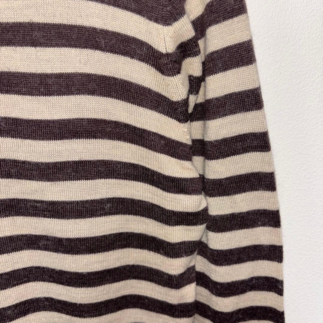 St.Peter ストライプ タートルネック ブラウンセーター Lニットd749 8
