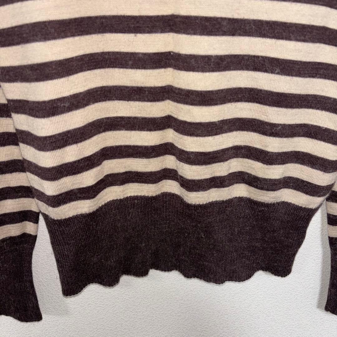 St.Peter ストライプ タートルネック ブラウンセーター Lニットd749 10