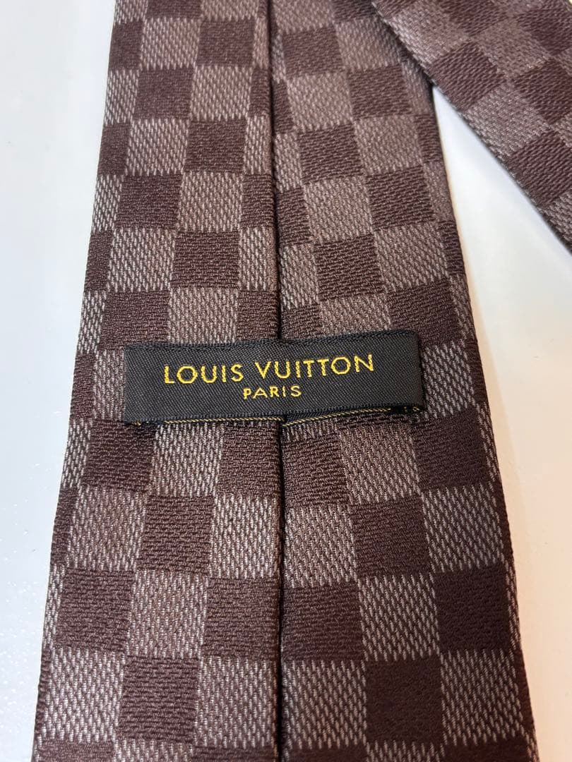 早い者勝ち！LOUIS VUITTON ブラウン ダミエ　チェック ネクタイ