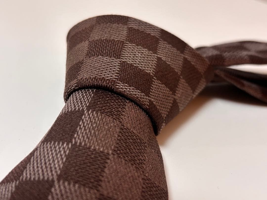 早い者勝ち！LOUIS VUITTON ブラウン ダミエ　チェック ネクタイ 12