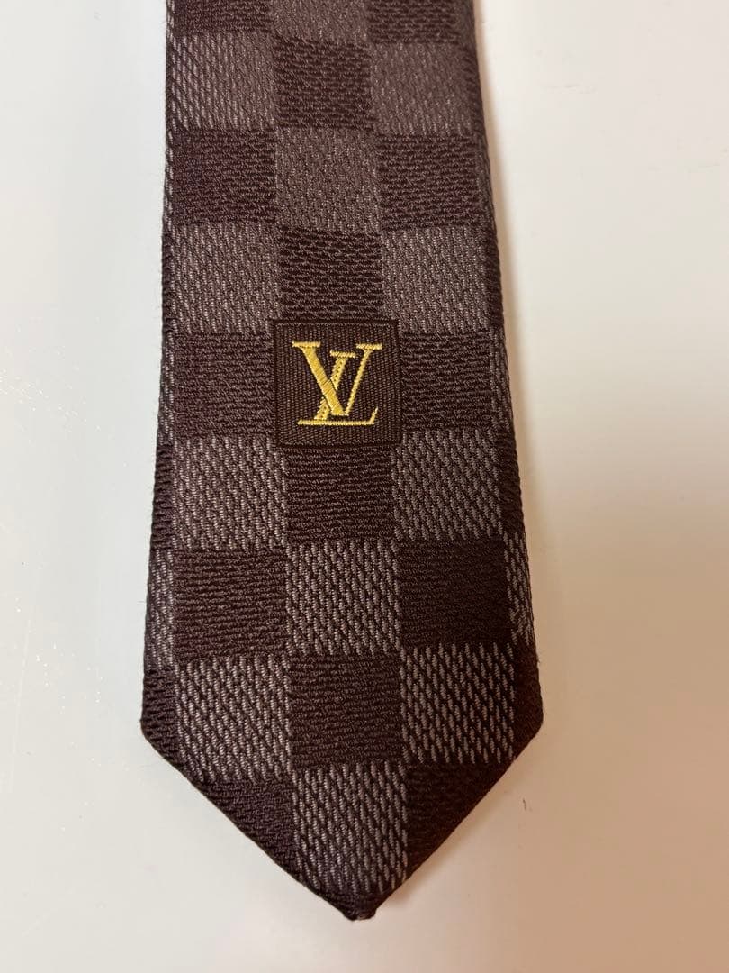 早い者勝ち！LOUIS VUITTON ブラウン ダミエ　チェック ネクタイ 5