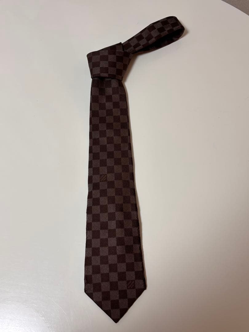 早い者勝ち！LOUIS VUITTON ブラウン ダミエ　チェック ネクタイ 10