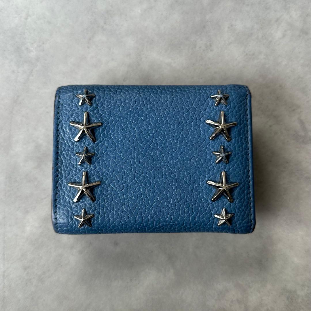 Jimmy Choo NEMO スタースタッズ 三つ折り財布 ミニ財布 青 2