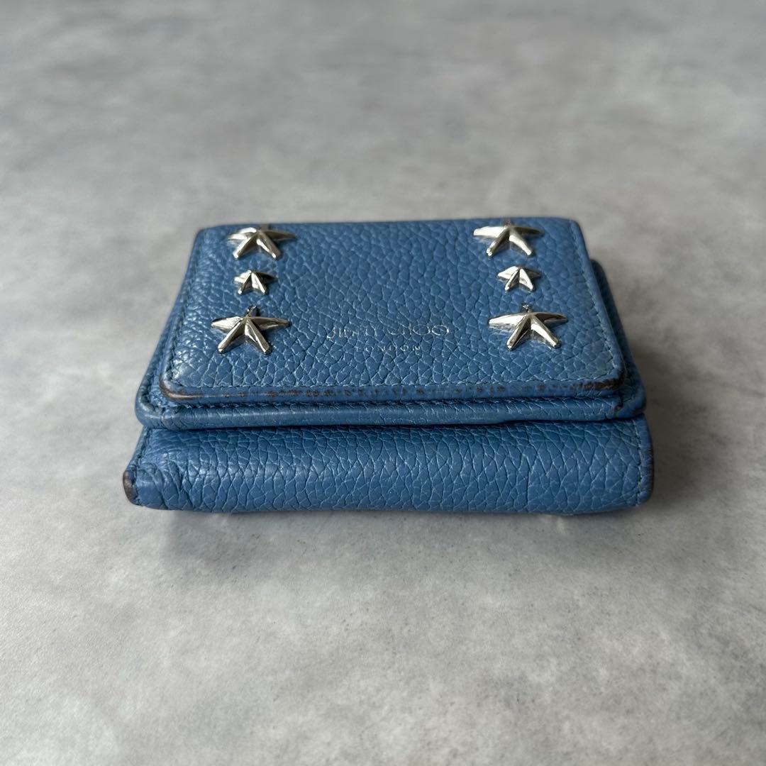 Jimmy Choo NEMO スタースタッズ 三つ折り財布 ミニ財布 青 5