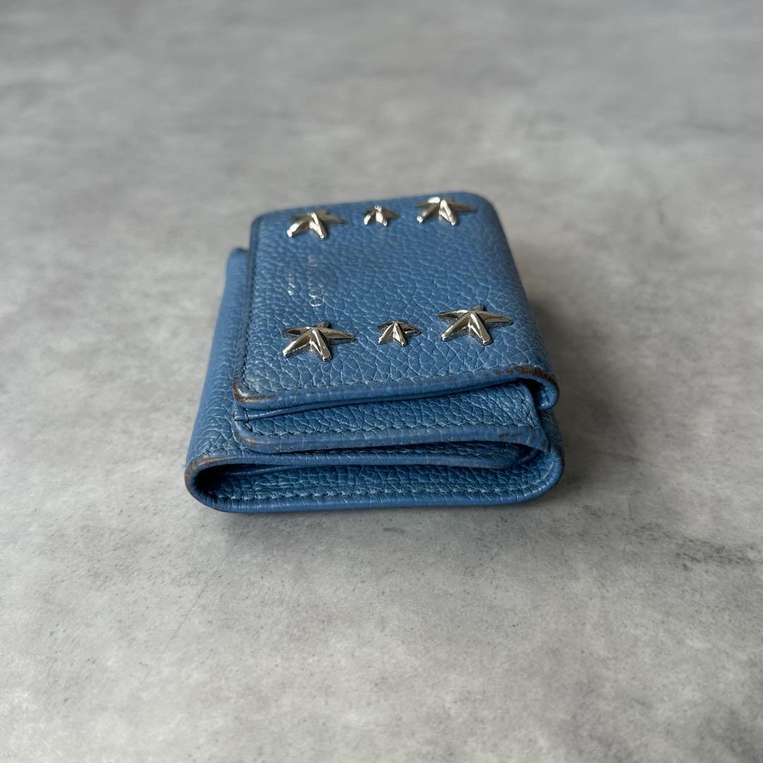 Jimmy Choo NEMO スタースタッズ 三つ折り財布 ミニ財布 青 7