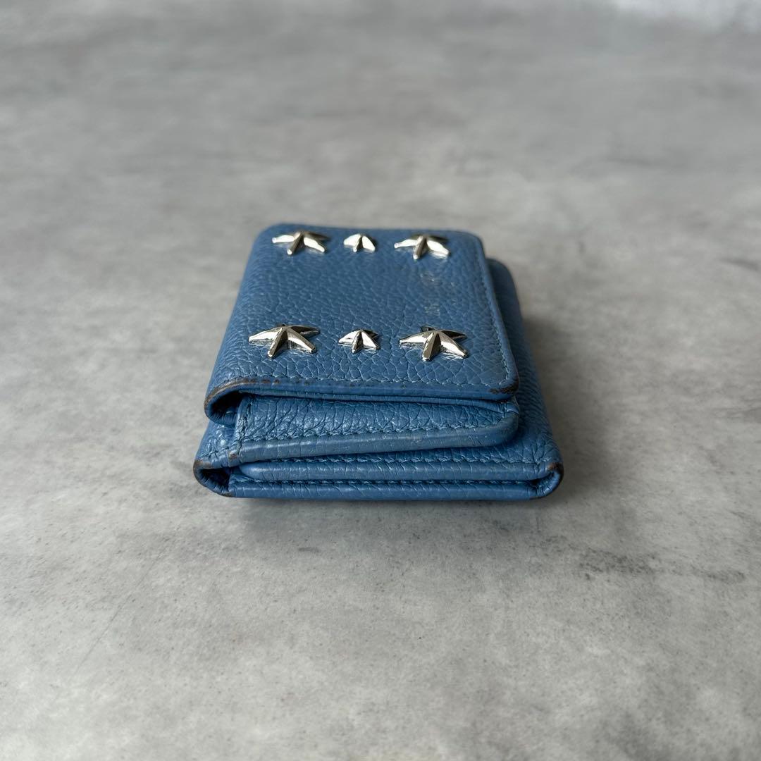 Jimmy Choo NEMO スタースタッズ 三つ折り財布 ミニ財布 青 8