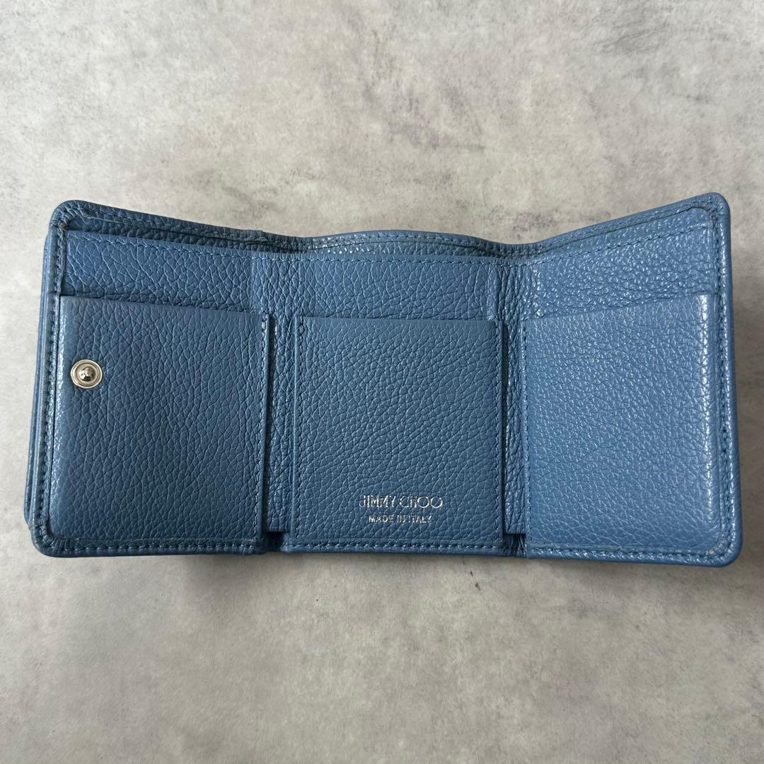 Jimmy Choo NEMO スタースタッズ 三つ折り財布 ミニ財布 青 9