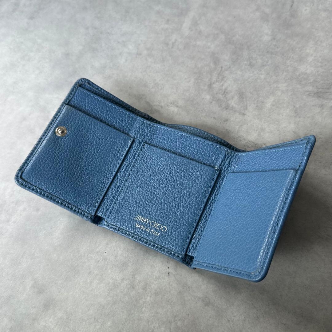 Jimmy Choo NEMO スタースタッズ 三つ折り財布 ミニ財布 青 10