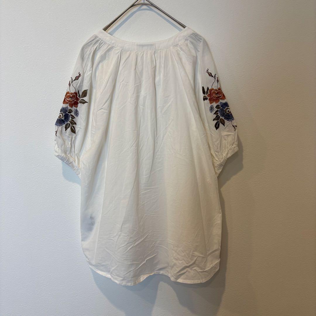 アースミュージックアンドエコロジー ブラウス 刺繍 花柄 半袖 白 ホワイト 7