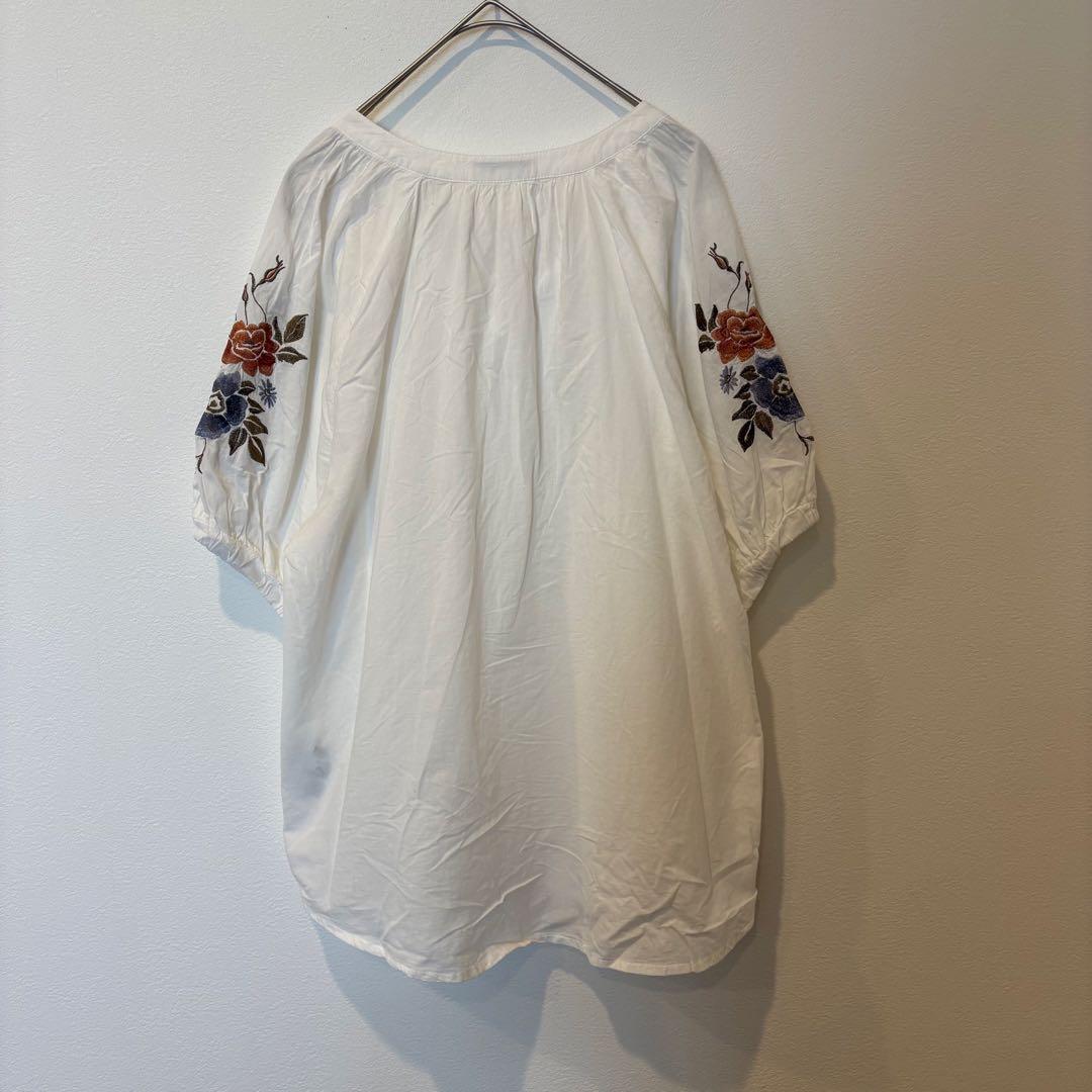 アースミュージックアンドエコロジー ブラウス 刺繍 花柄 半袖 白 ホワイト 8