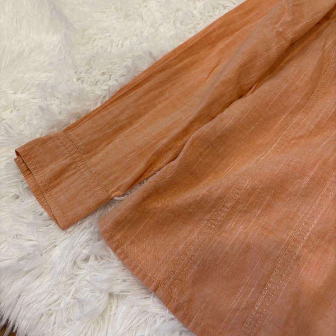 .ノアジェ 長袖シャツ ポケット　オレンジ L 無地　綿100% 可愛い 2