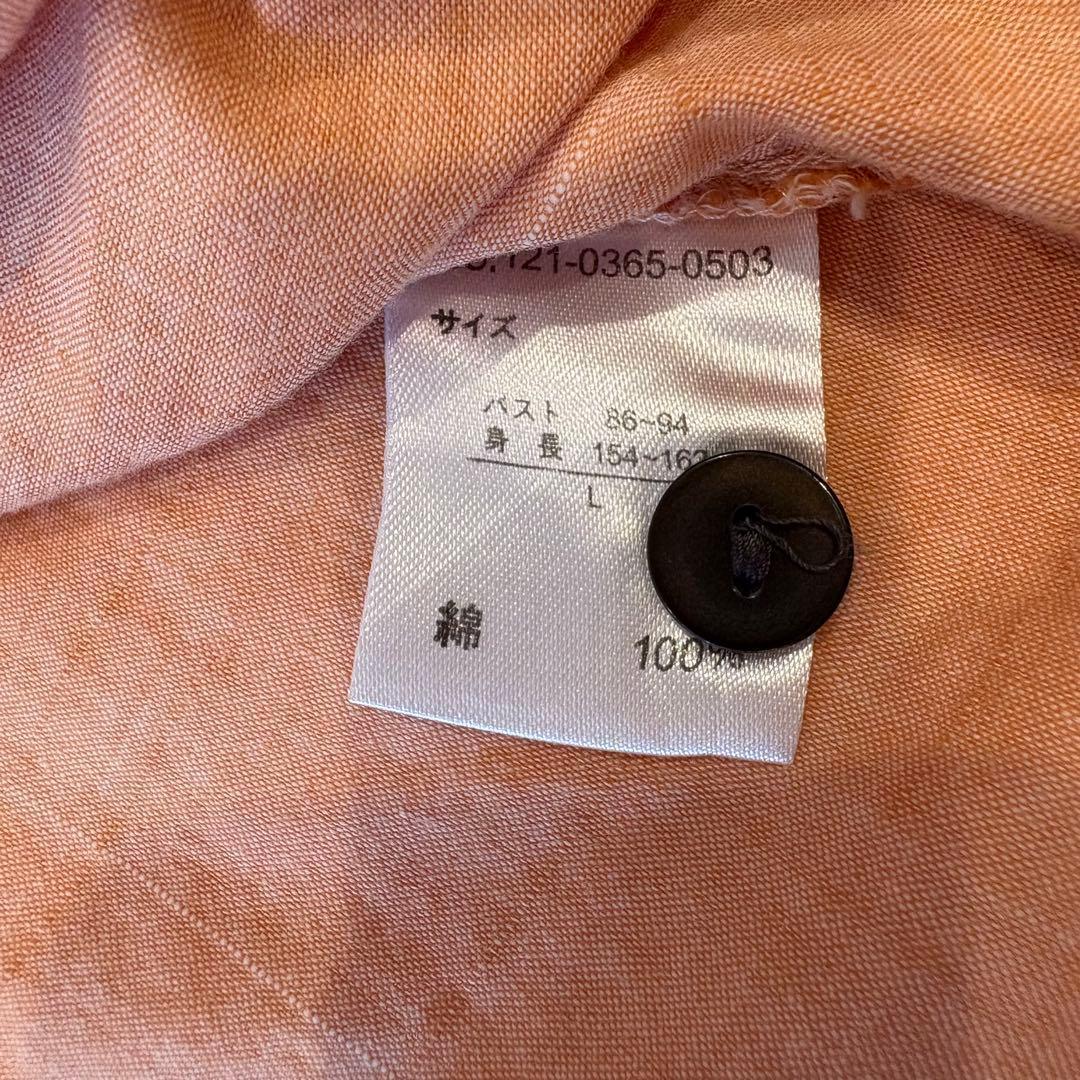 .ノアジェ 長袖シャツ ポケット　オレンジ L 無地　綿100% 可愛い 12