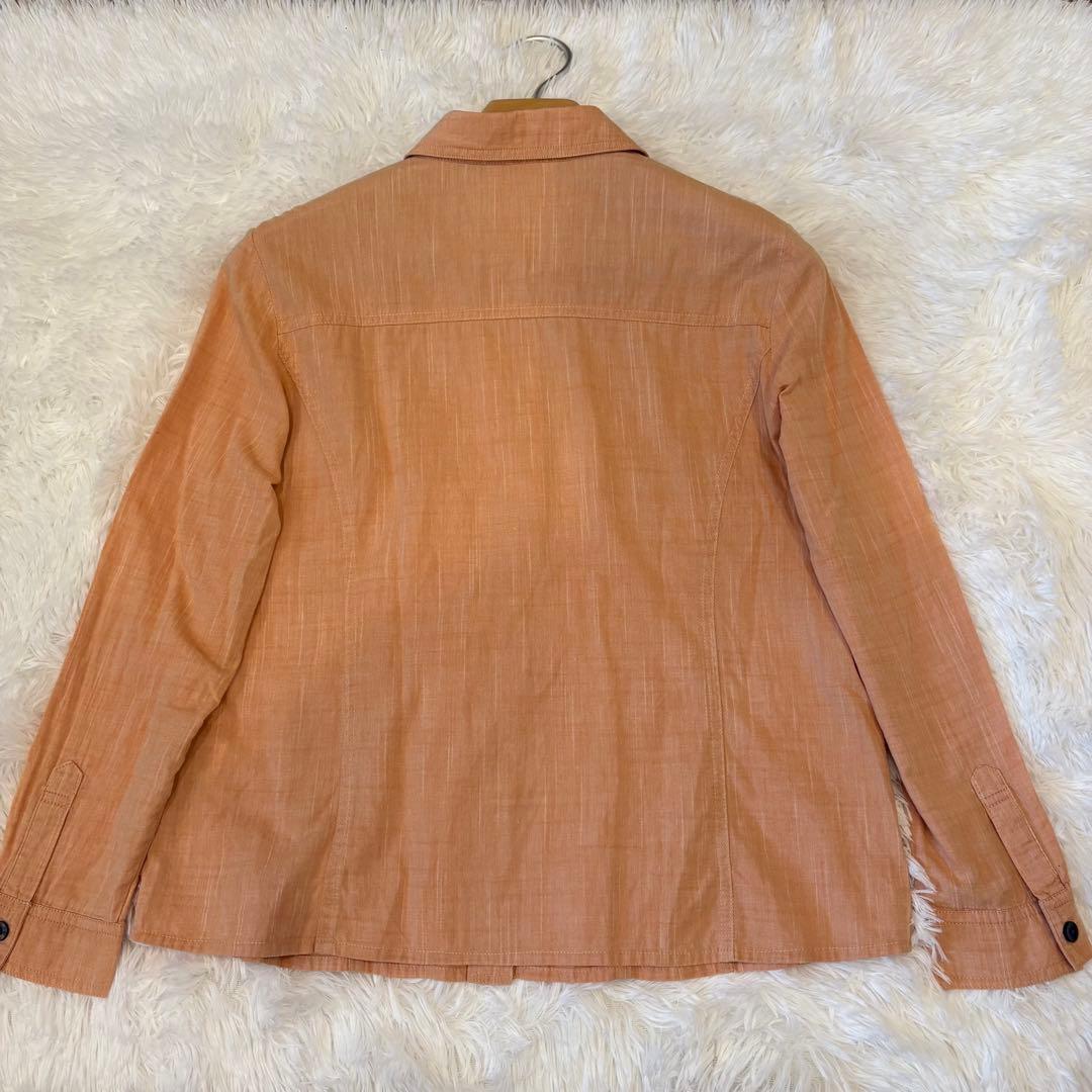.ノアジェ 長袖シャツ ポケット　オレンジ L 無地　綿100% 可愛い 9