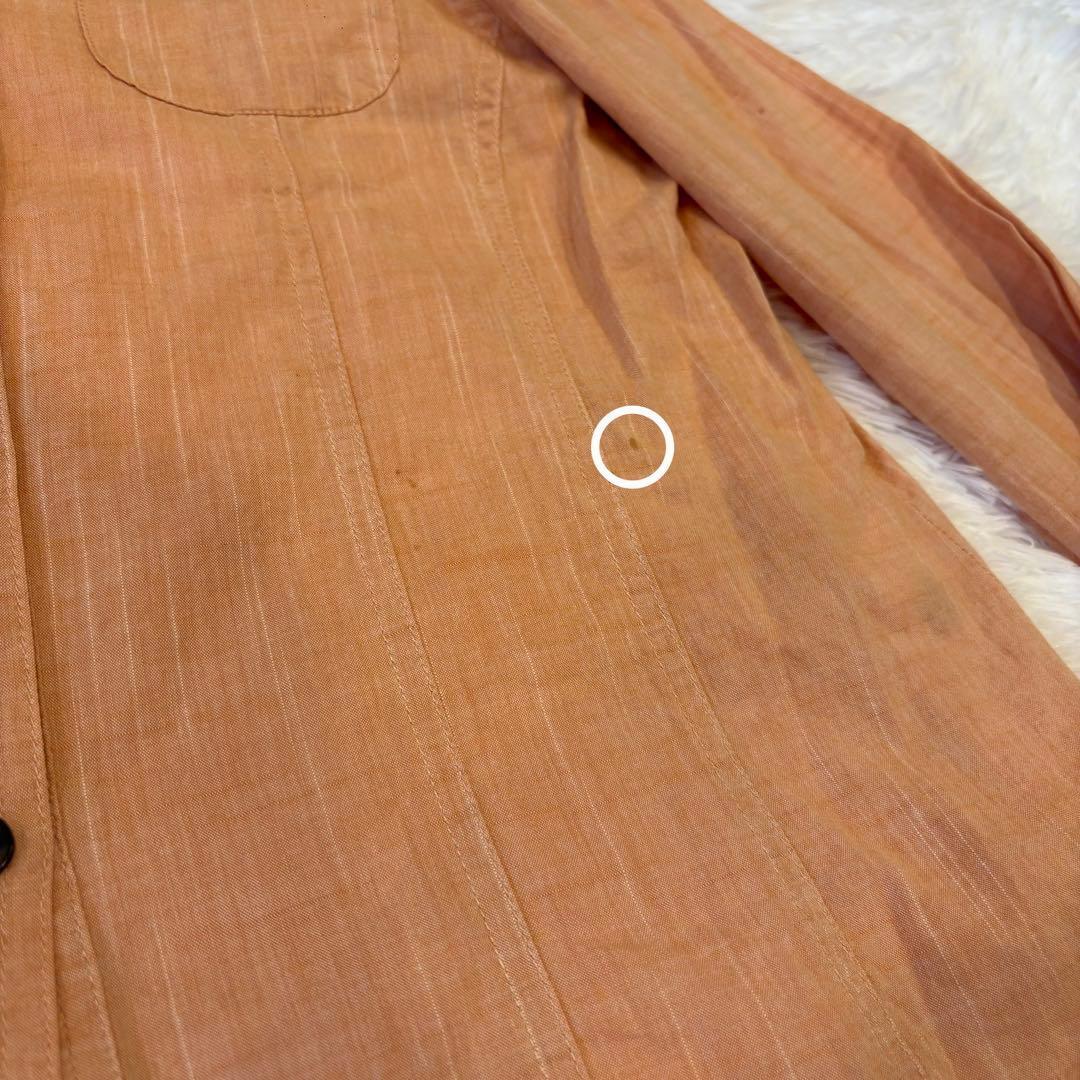 .ノアジェ 長袖シャツ ポケット　オレンジ L 無地　綿100% 可愛い 10