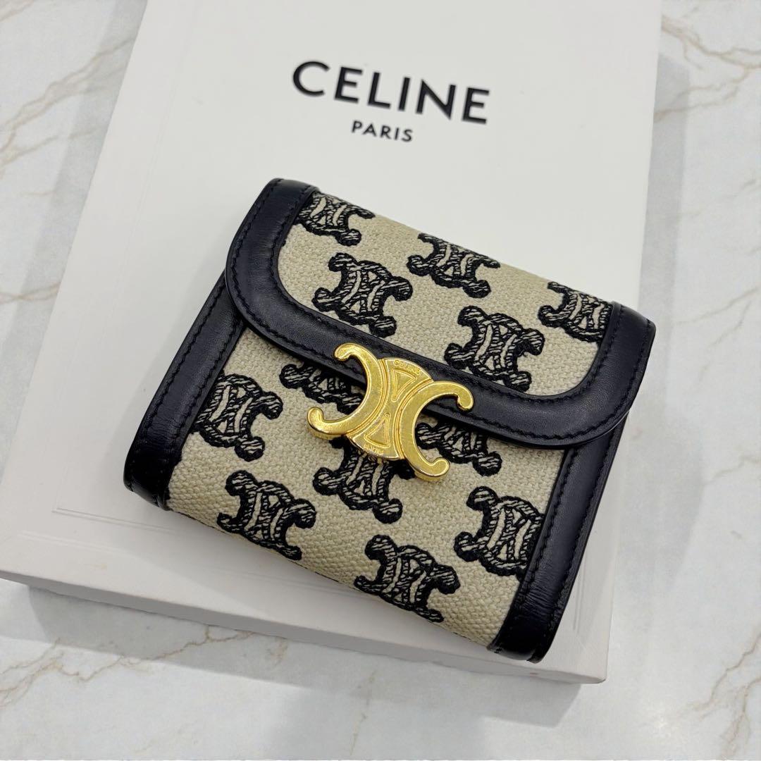 ⭐️美品⭐️ セリーヌ トリオンフ スモールフラップウォレット キャンバス
