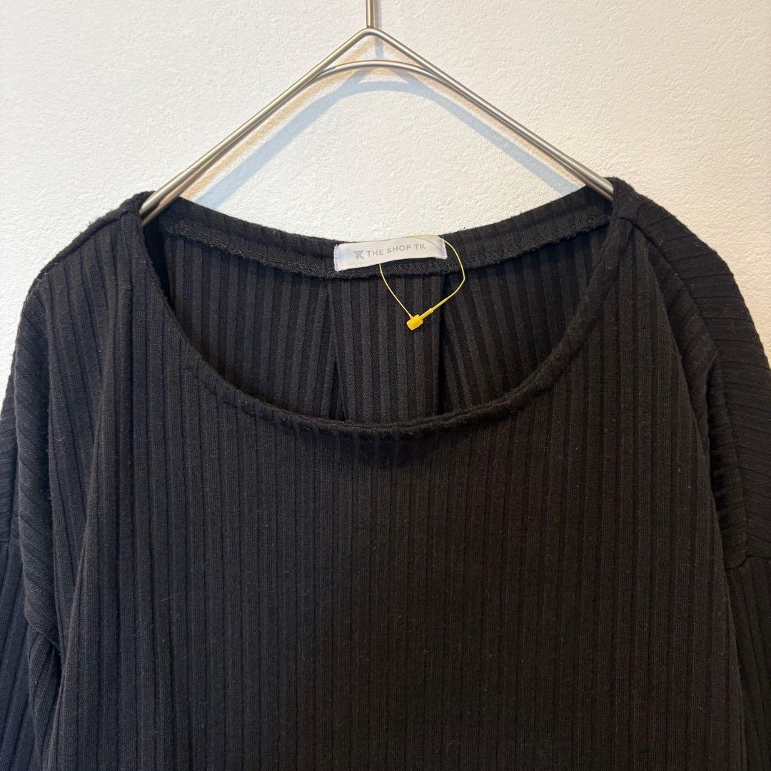 THE SHOP TK リブ　長袖カットソー　黒 ブラック　無地　シンプル 2