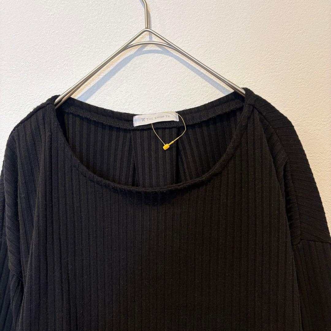 THE SHOP TK リブ　長袖カットソー　黒 ブラック　無地　シンプル 3