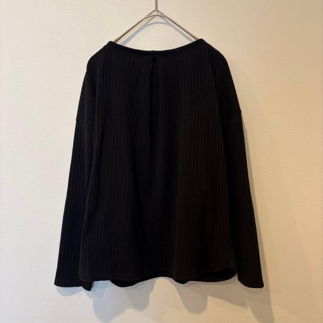 THE SHOP TK リブ　長袖カットソー　黒 ブラック　無地　シンプル 7