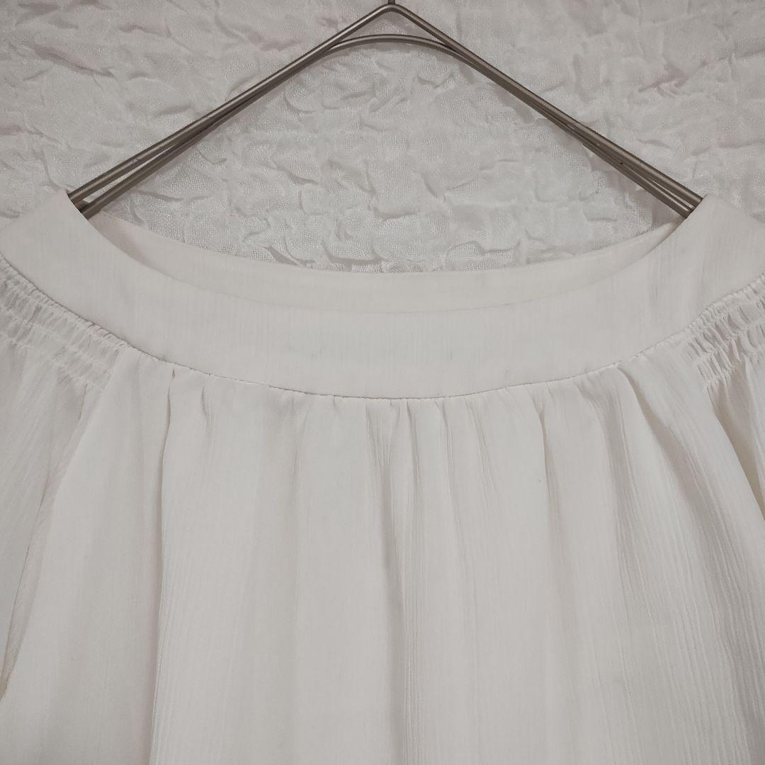 ファビュラス アンジェラ ホワイト シフォン オフショルダー ブラウス 柔らか春 2