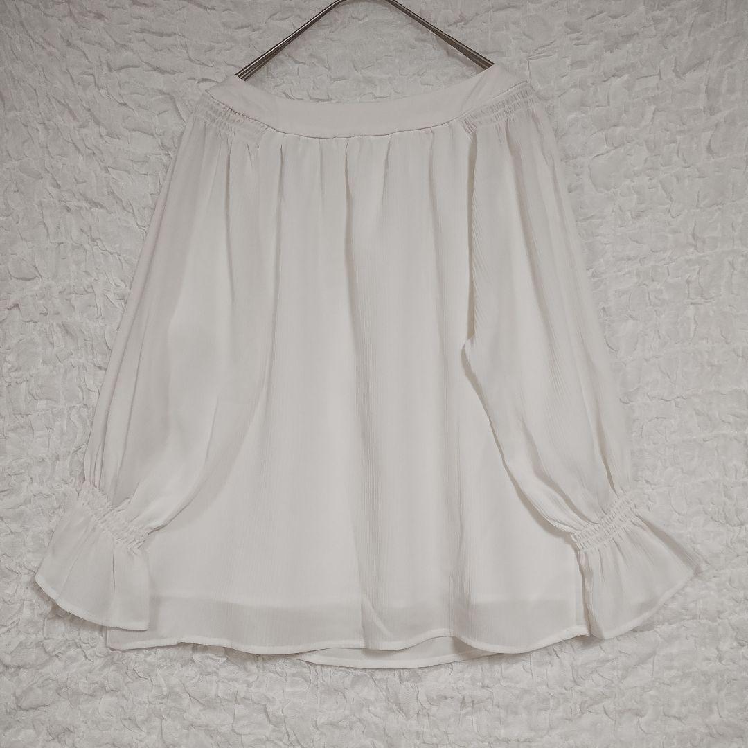 ファビュラス アンジェラ ホワイト シフォン オフショルダー ブラウス 柔らか春 6