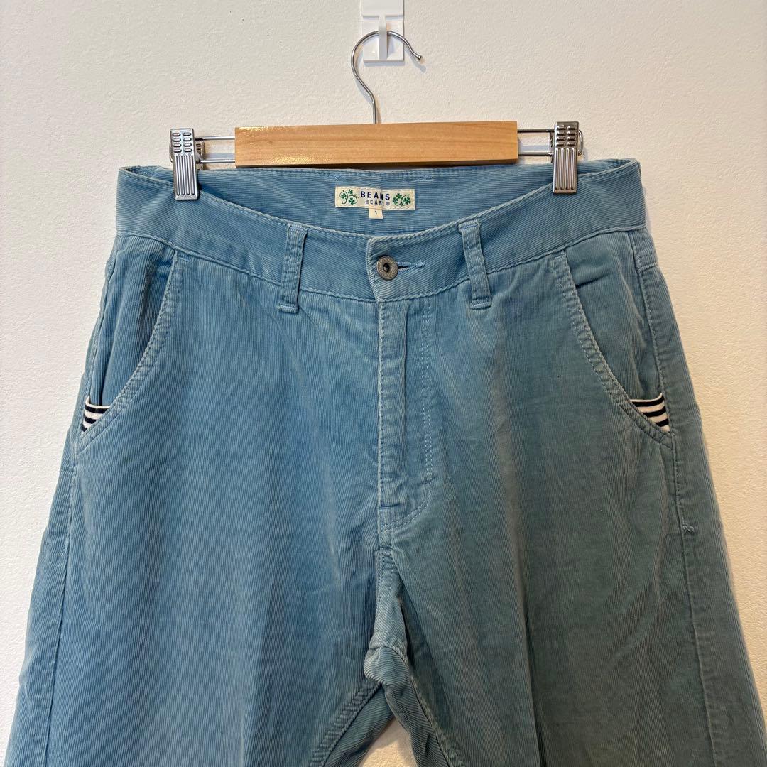ビームスハート コーデュロイ パンツ テーパード ブルー　青　M 無地 2