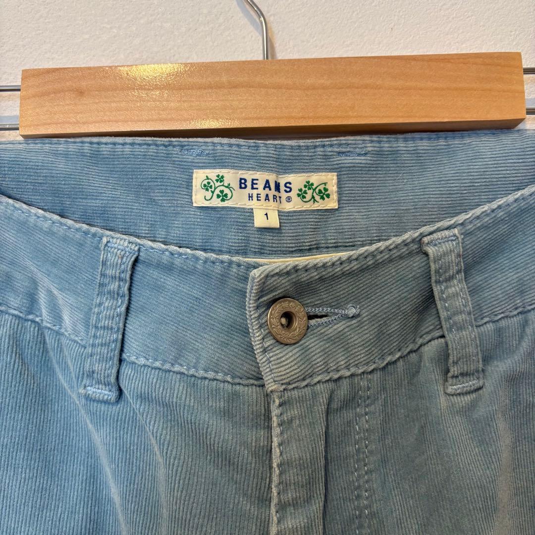 ビームスハート コーデュロイ パンツ テーパード ブルー　青　M 無地 3