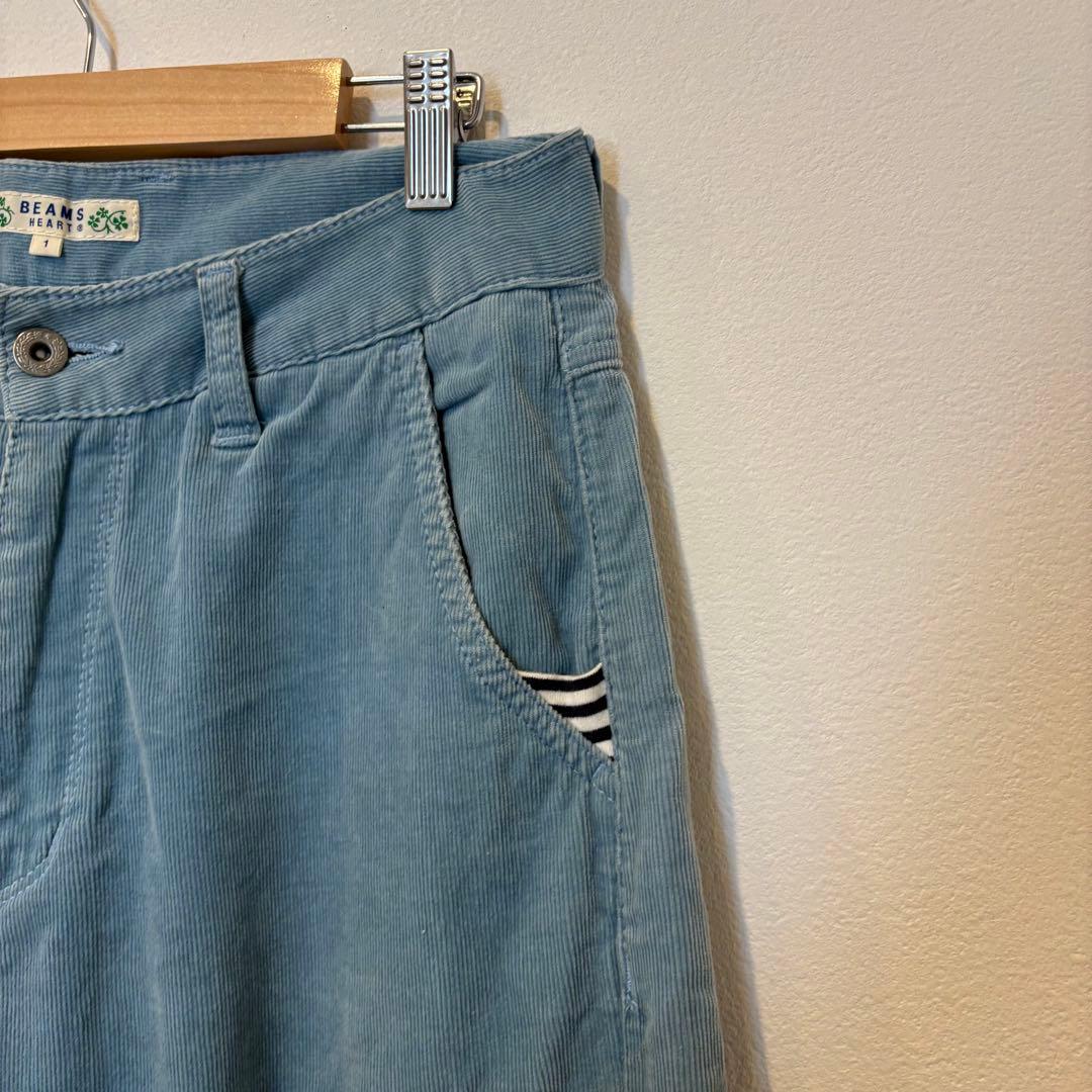 ビームスハート コーデュロイ パンツ テーパード ブルー　青　M 無地 4