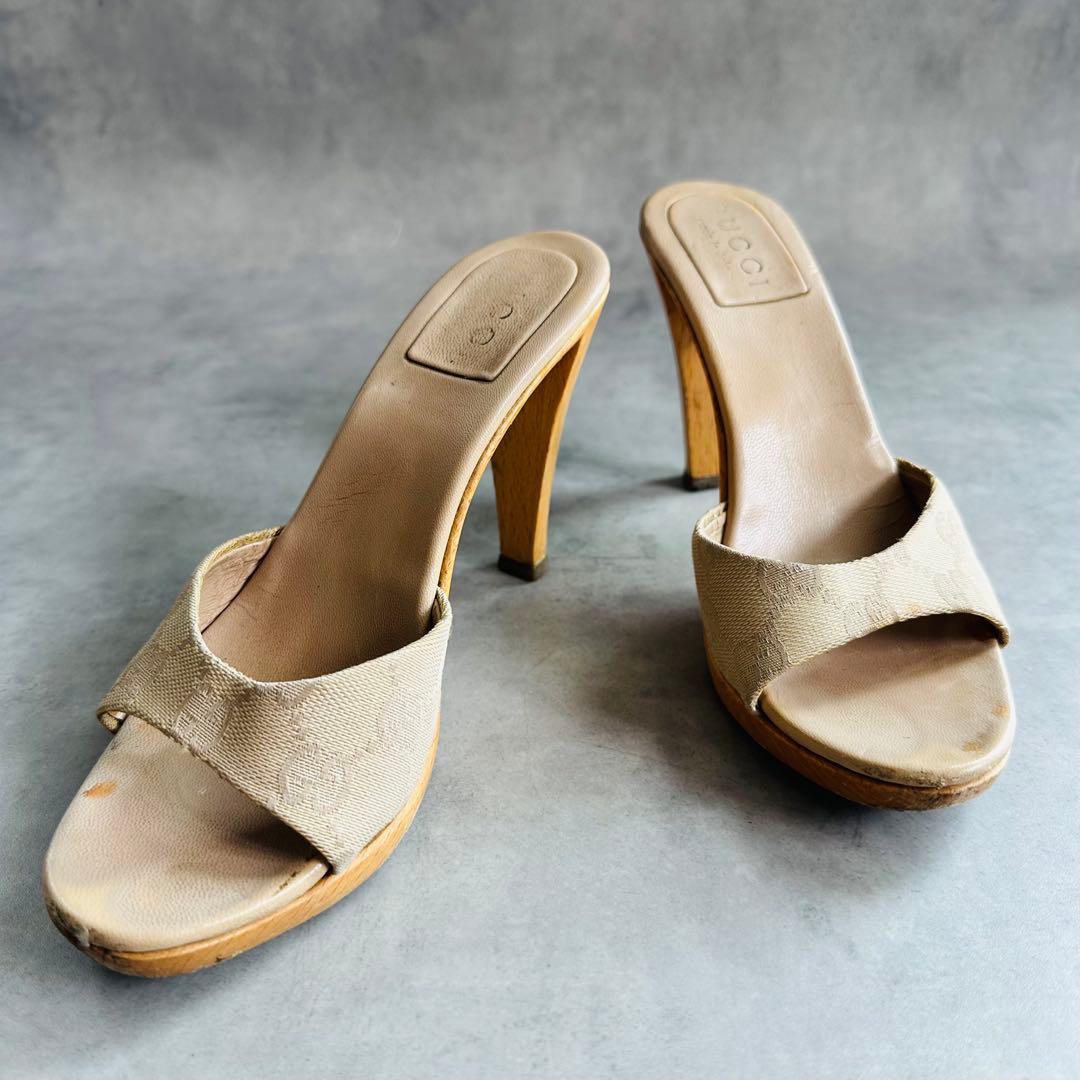 GUCCI GGキャンバス　ミュール　サンダル 4