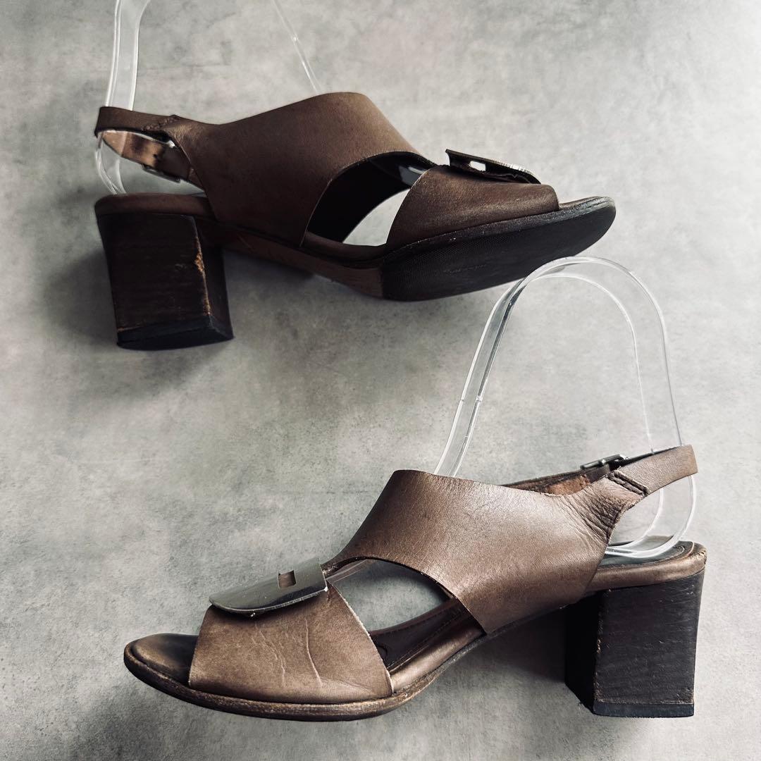 MARNI シルバー金具　レザー　アンクルストラップサンダル ダークブラウン 6